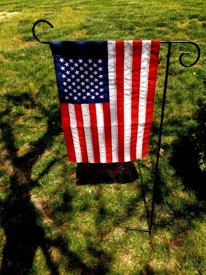 AMERICAN FLAG GARDEN FLAG MADE IN USA BY BALD EAGLE FLAG STORE VA 540-374-3480 PHOTOGRAPH BY BALDEAGLEINDUSTRIES.COM