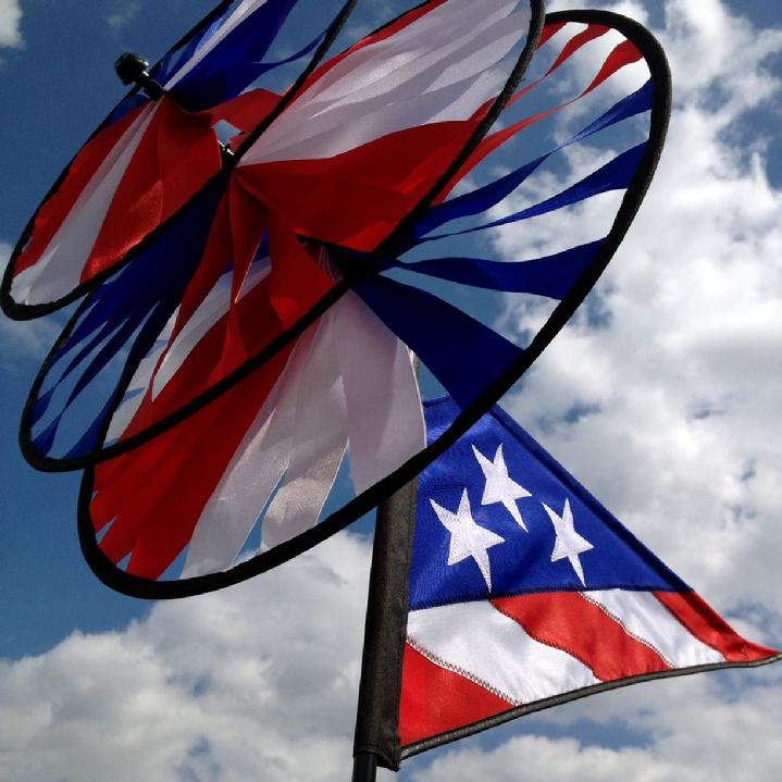 premier kites and designs solarmax nylon patriotic triple spinner whirlugig gardern spinner at bald eagle flag store,  the longest lasting triple spinner ever made