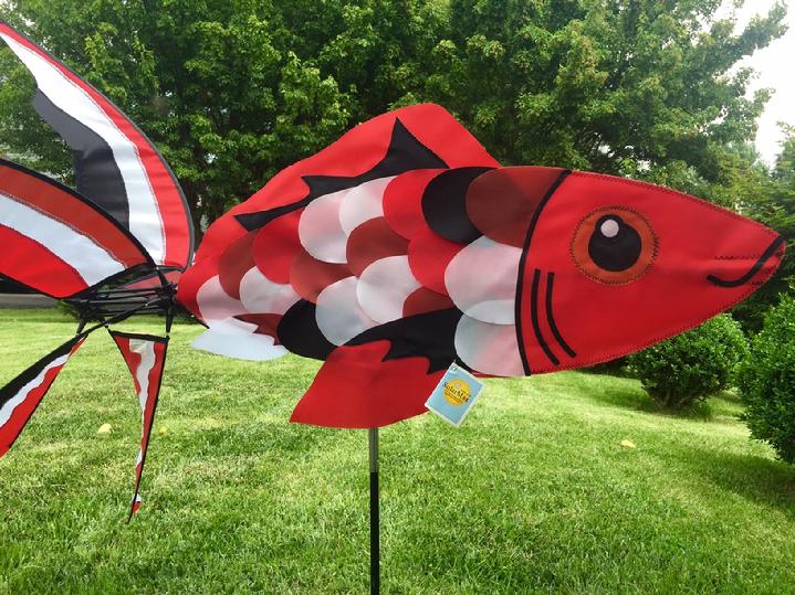 RED KOI FISH SPINNER GARDEN SPINNER SALES BY BALD EAGLE FLAG STORE FREDERICKSBURG VIRGINIA USA 540-374-3480 PHOTOGRAPH BY BALDEAGLEINDUSTRIES.COM