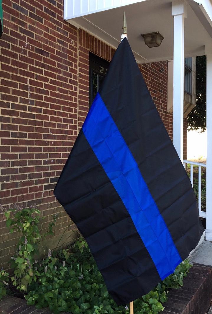 THIN BLUE LINE FLAG BY BALD EAGLE FLAG STORE DIVISION OF BALD EAGLE INDUSTRIES 540-374-3480 PHOTOGRAPH BY BALDEAGLEINDUSTRIES.COM