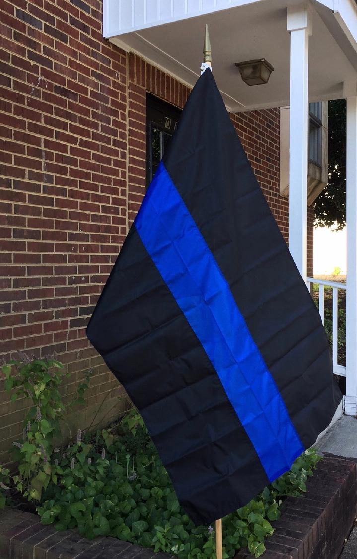 THIN BLUE LINE FLAG BY BALD EAGLE FLAG STORE DIVISION OF BALD EAGLE INDUSTRIES 540-374-3480 PHOTOGRAPH BY BALDEAGLEINDUSTRIES.COM