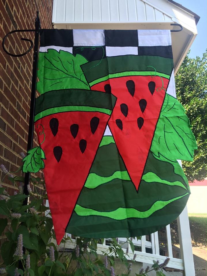 VINTAGE WATERMELON FLAG APPLIQUE WATERMELON FLAG BY BALD EAGLE FLAG STORE 540-374-3480 PHOTOGRAPH BY BALDEAGLEINDUSTRIES.COM